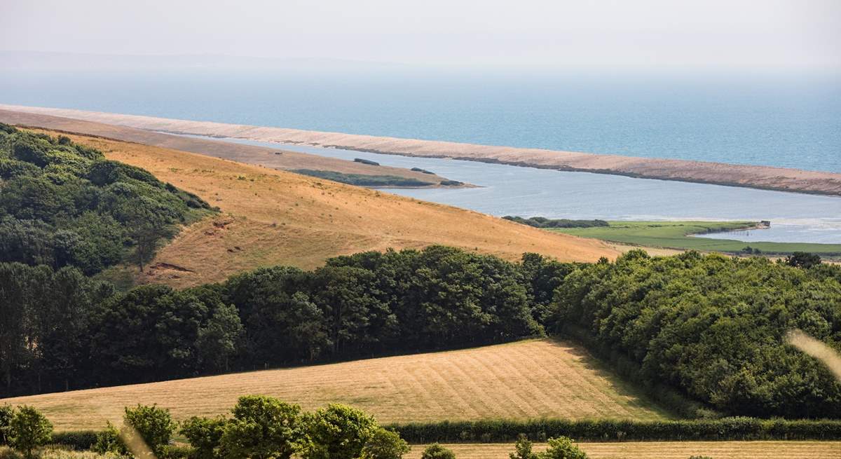 The fantastic coastline at Abbotsbury looking along Chesil beach.