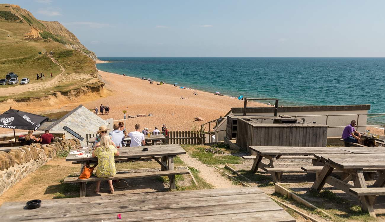 The beach at Seatown - a great place to stop if exploring the coastal path.