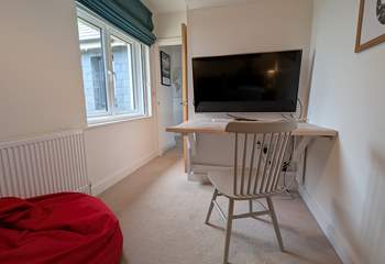 Another view of the flexible study/snug. The desk can be folded down to allow more room if needed.