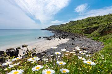 Magical Mears beach is at the bottom of the footpath beneath The Headland.