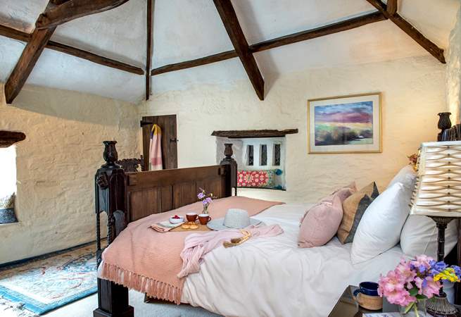 Characterful bedroom 5 has a king-size bed  and is accessed via bedroom 4. 