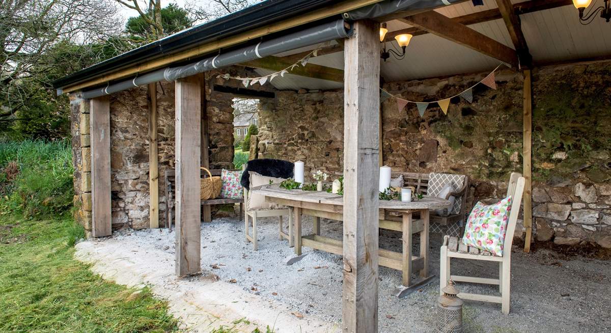 The delightful outside space for al fresco dining whatever the weather. 