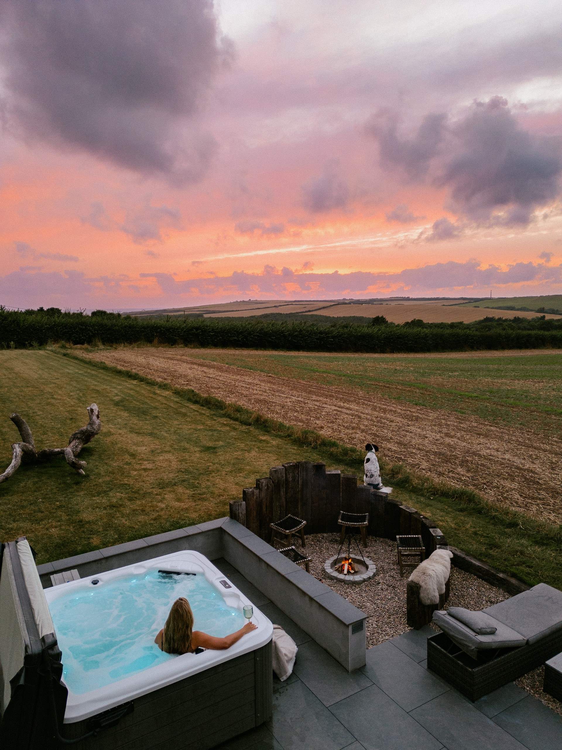 Watch the sunset from hot tub and enjoy the peace around you.