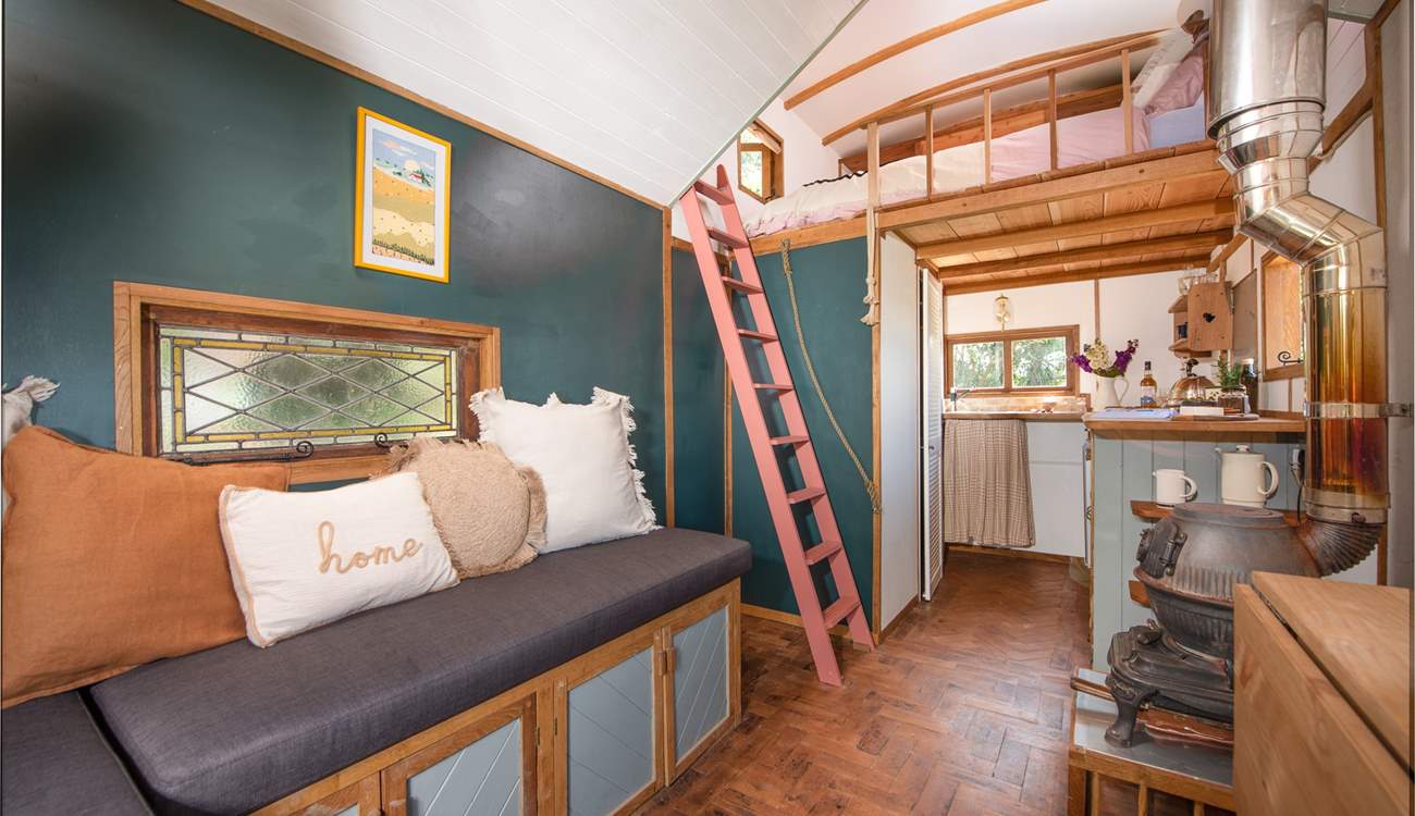 This bespoke cabin has been thoughtfully furnished by the creative owners using reclaimed materials.
