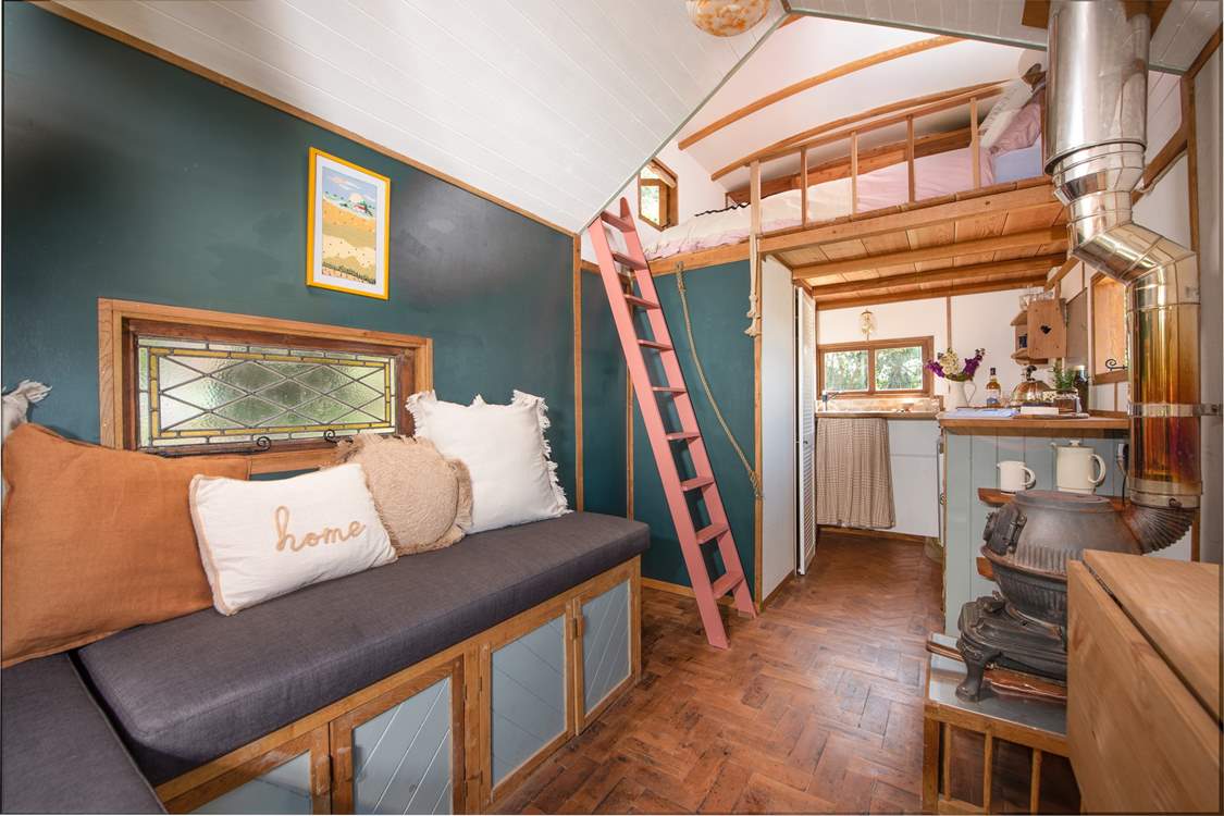 This bespoke cabin has been thoughtfully furnished by the creative owners using reclaimed materials.