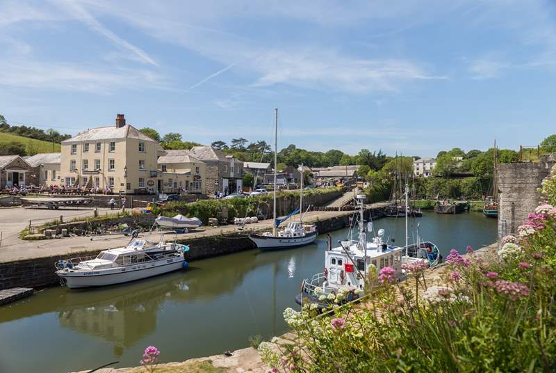 Picture perfect Charlestown with its historic tall ships and a great choice of places to eat and drink.