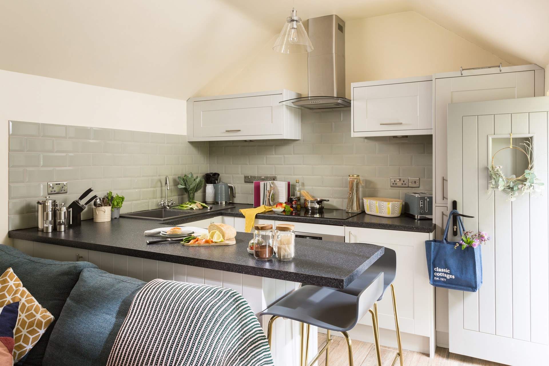 The kitchen area has all you need to cook a holiday meal. 