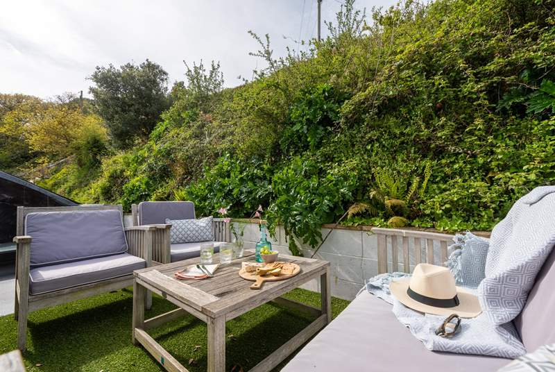 The secluded terrace at the back of Lynher House perfect for morning coffee and evening sundowners.
