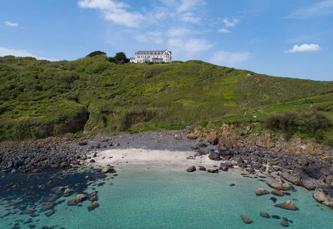 Pretty Mears Beach sits along the coast path from Coverack, you can hike here from Porthallow.