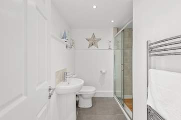 The family shower-room has a large shower.