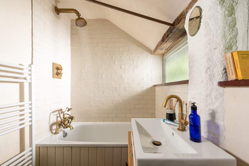 The family bathroom boasts so much character.