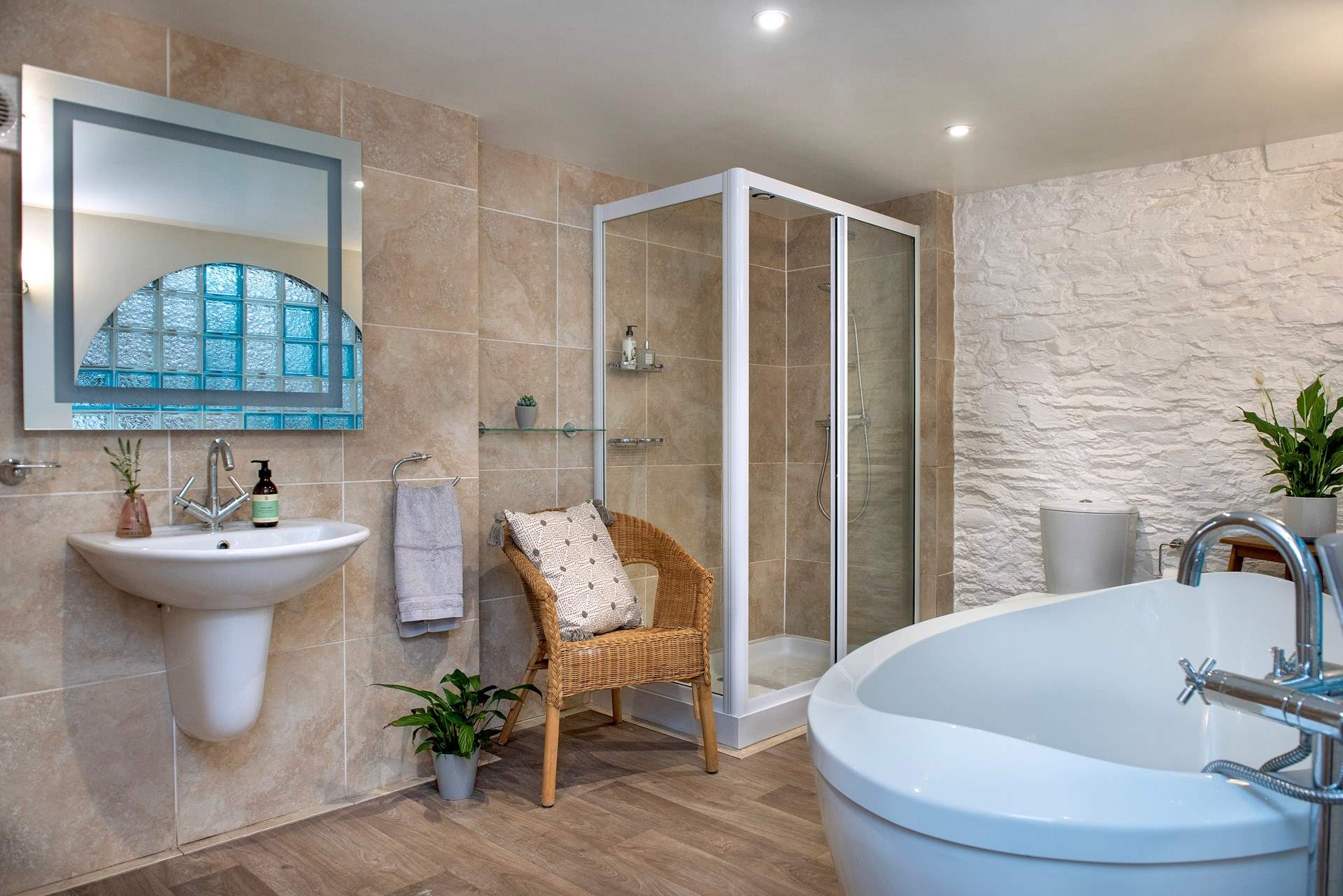 There's a large family bathroom.