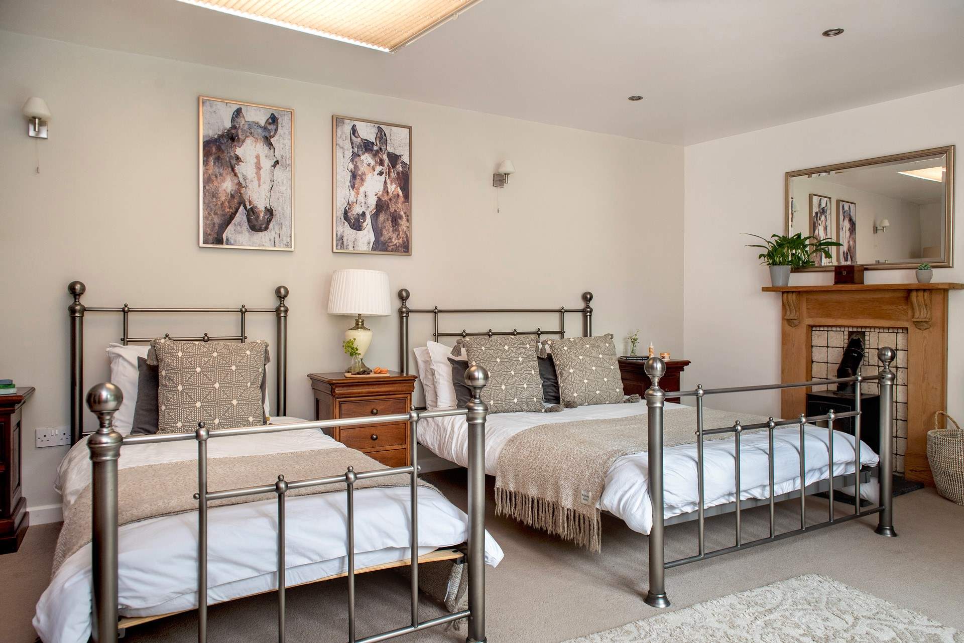 The second bedroom has a double and a single bed, offering great flexibility.