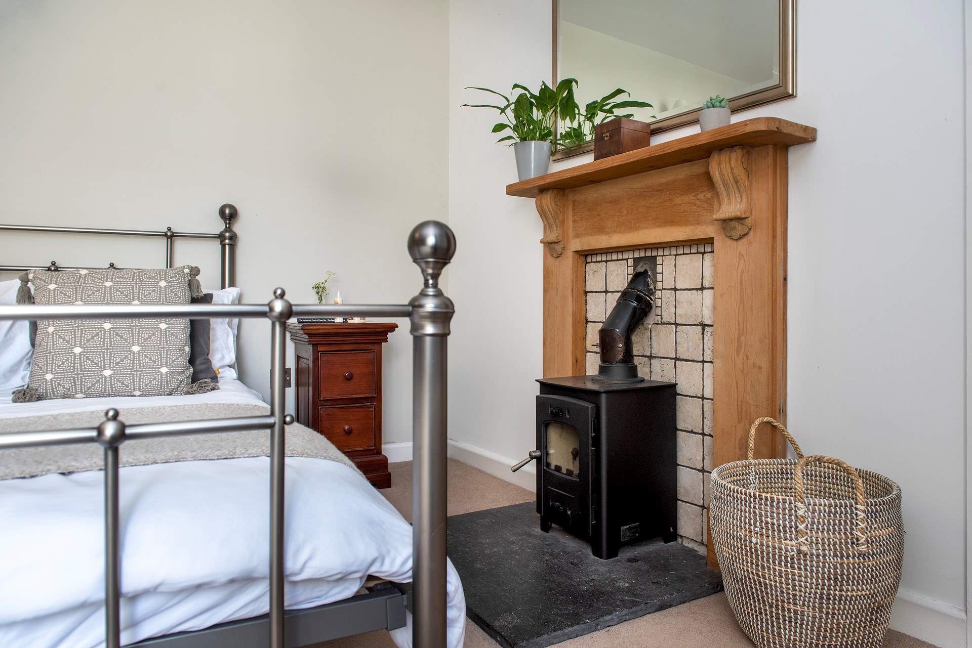 A wood-burner adds to the romance.