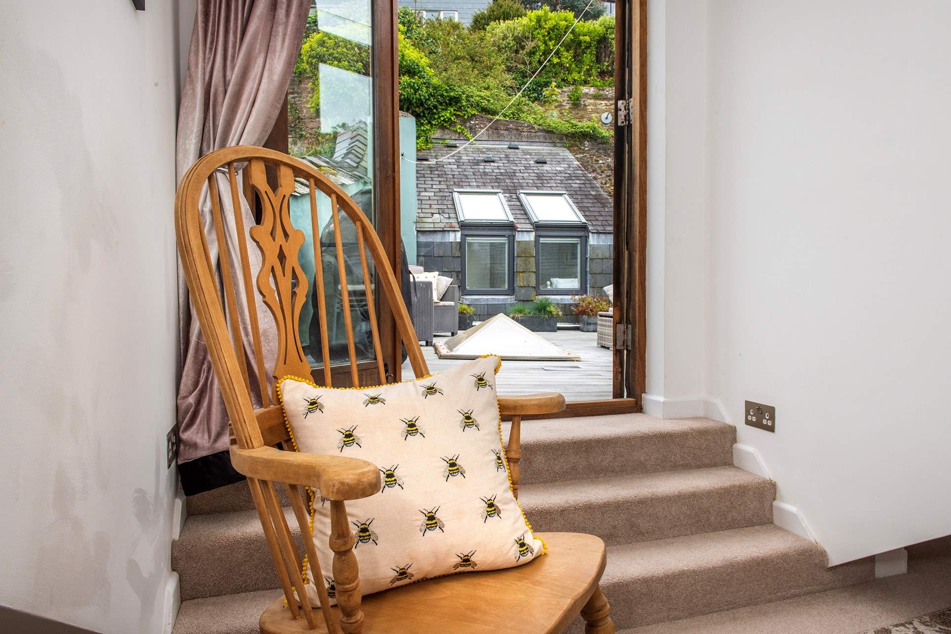 From bedroom 5 steps lead out onto the roof terrace.