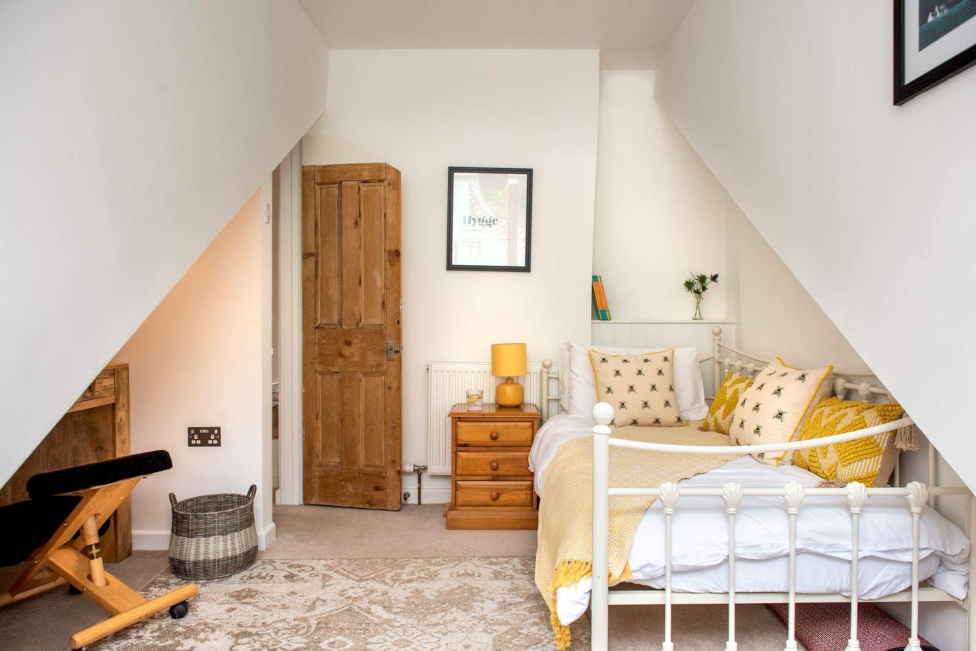 Bedroom 5 is utterly charming as it sits under the eaves, there is also a small desk should you need to catch up on some work or study time.