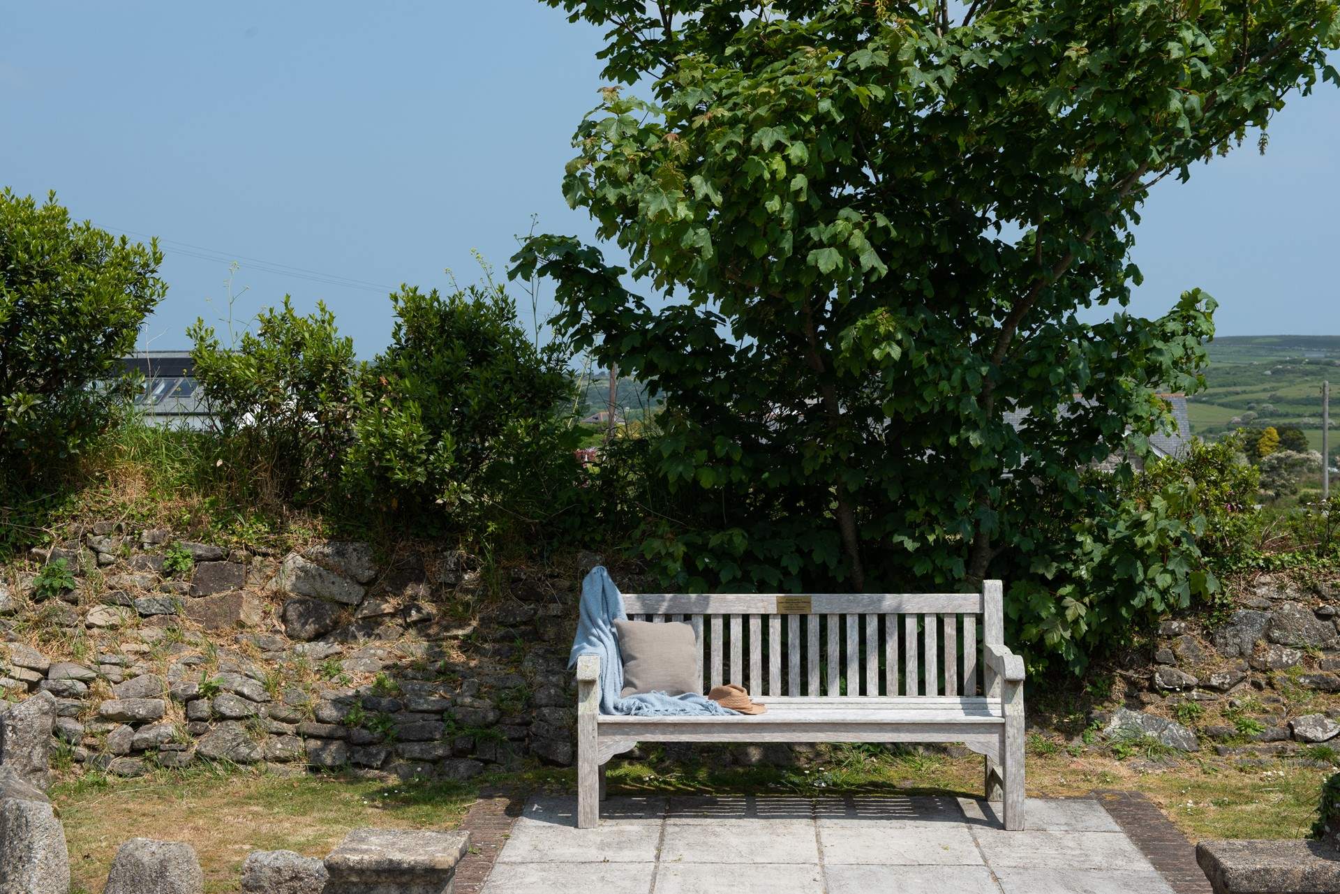 And there's a sweet bench to perch on with your morning coffee.