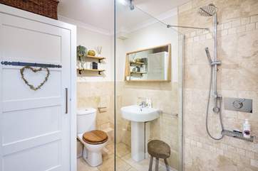 Stylish walk-in shower on the ground floor.