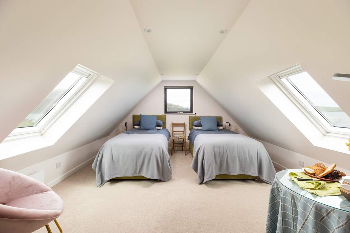 The bright and airy twin bedroom.