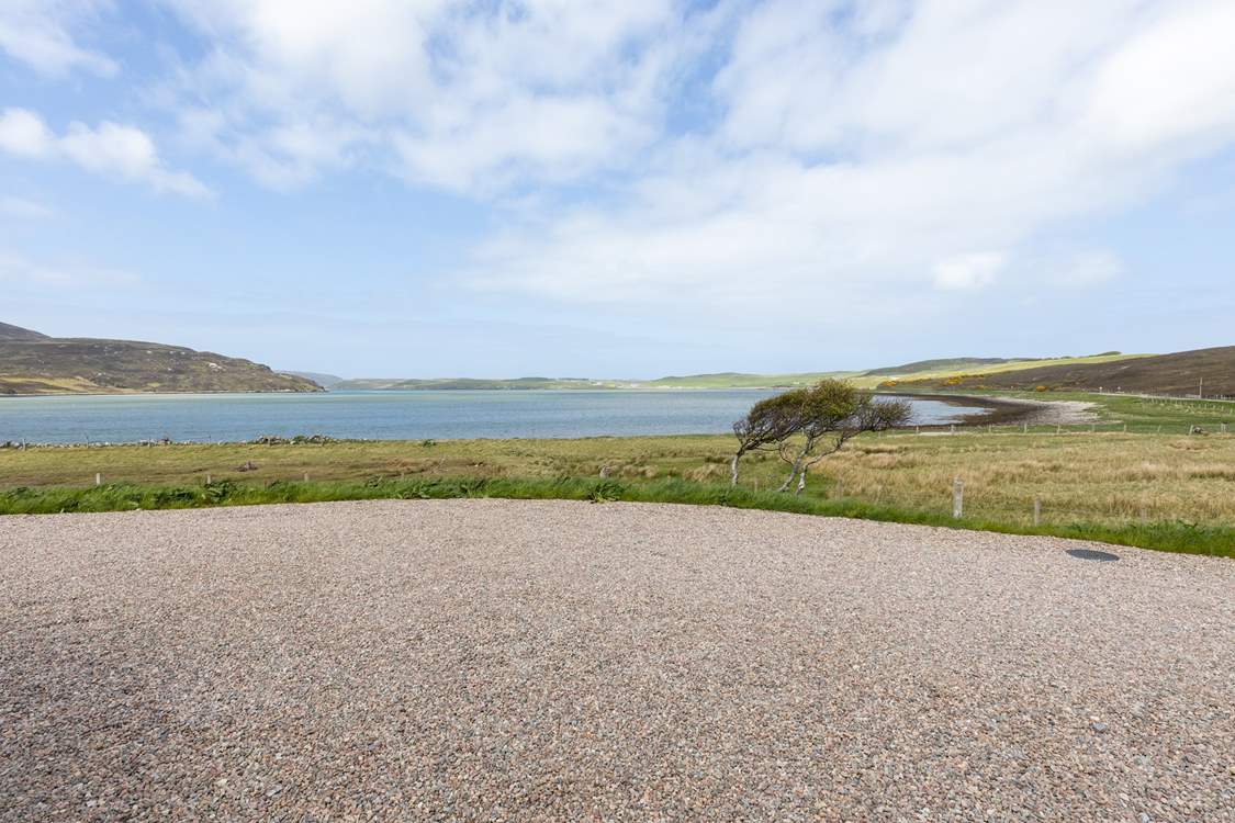 The view from the spacious parking-area.