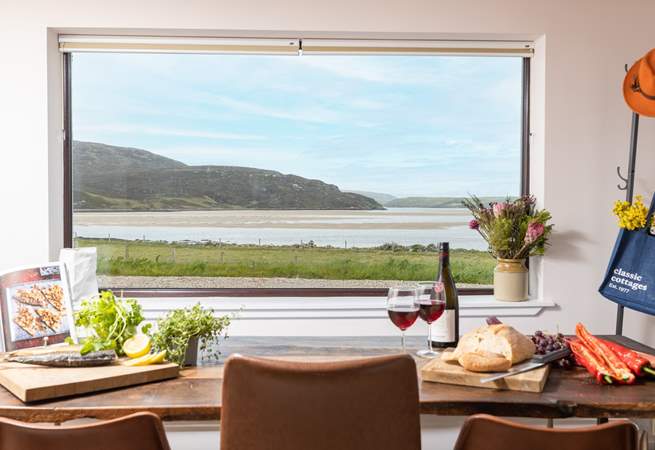 Through the kitchen window, the stunning Kyle of Durness.