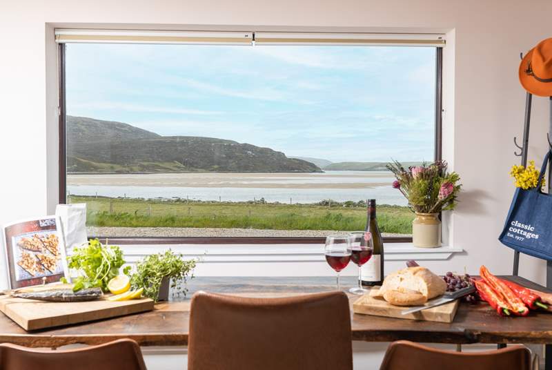Through the kitchen window, the stunning Kyle of Durness.
