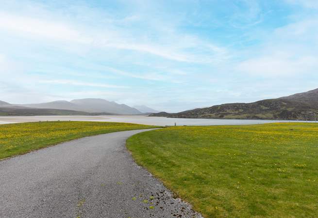 The road to the sea from the window of bedroom 7.