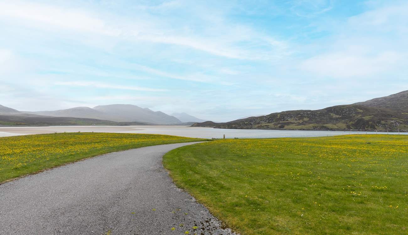 The road to the sea from the window of bedroom 7.
