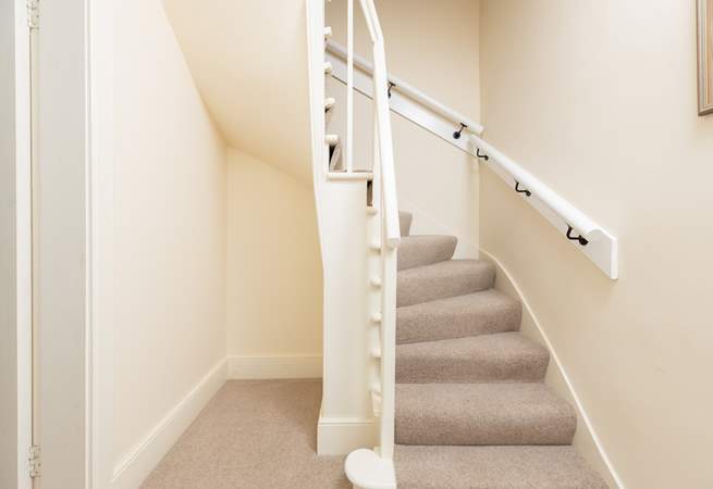 Take the stairs up to bedroom eight.