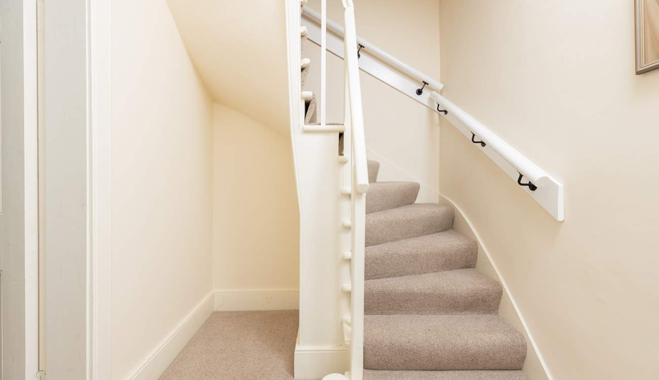 Take the stairs up to bedroom eight.