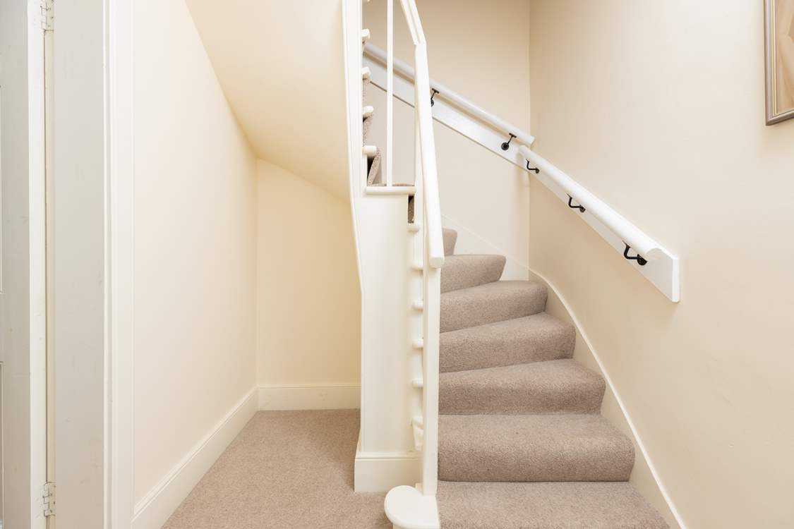 Take the stairs up to bedroom eight.