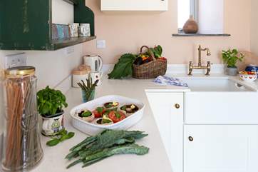 The large butler's sink and vintage taps perfectly complement the kitchen