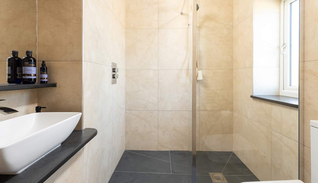 The shower-room sits next to bedroom 1 and enjoys that all important under-floor heating.