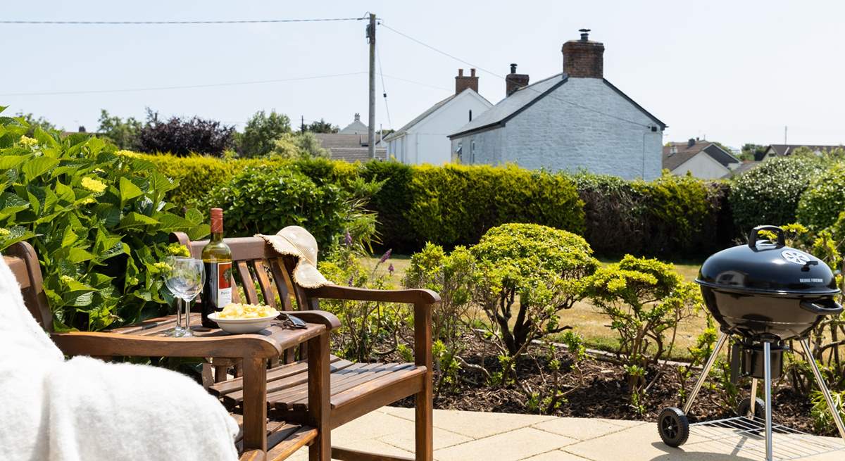 The stunning patio outside the front entrance is perfect for a barbecue supper.