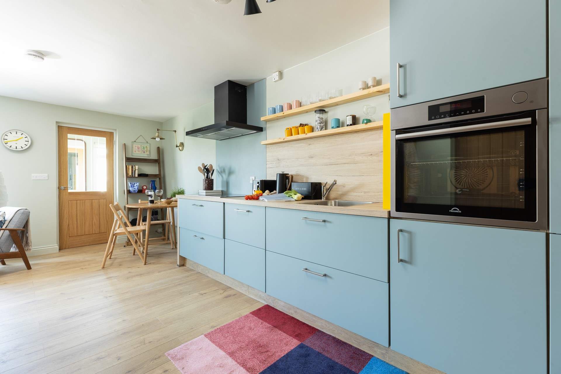 The stylish kitchen/dining area has all you need to cook a holiday meal. 