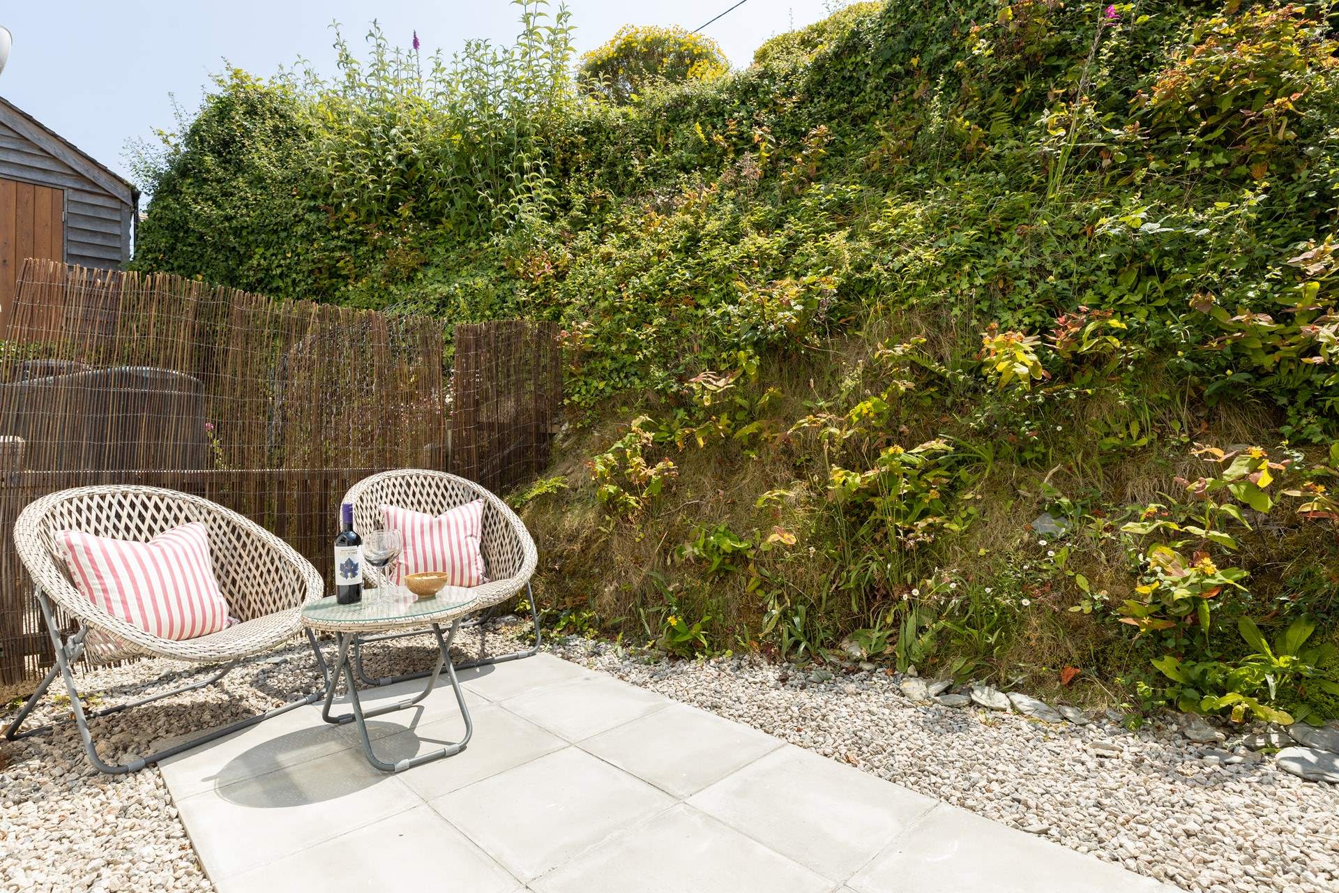 The rear patio is perfect for a quiet moment.