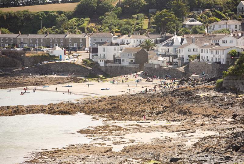 Families will love the beach at Portscatho, perfect for swimming, paddle boarding and kayaking when conditions are fair. 