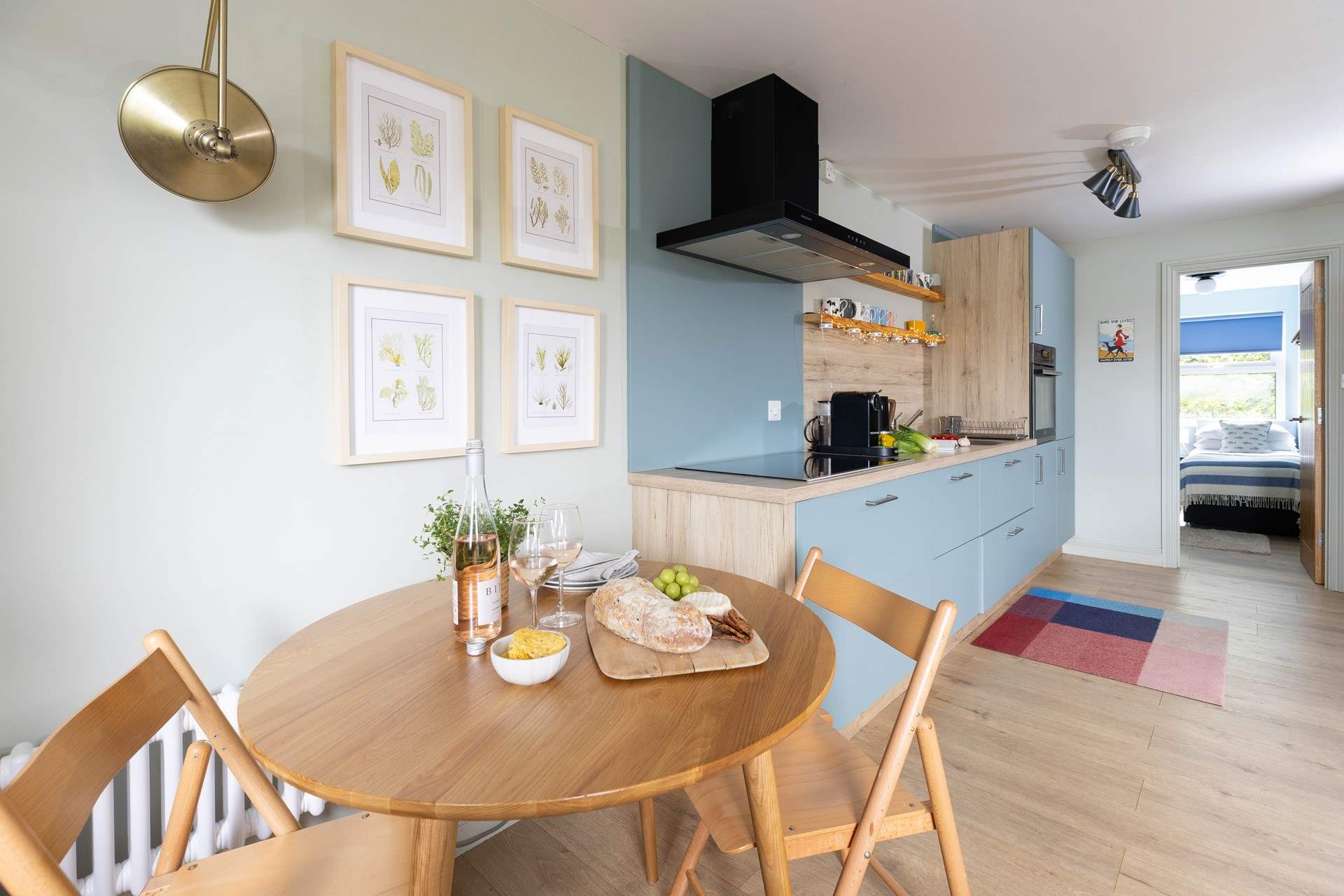 The stylish kitchen/dining area has all you need to cook a holiday meal. 