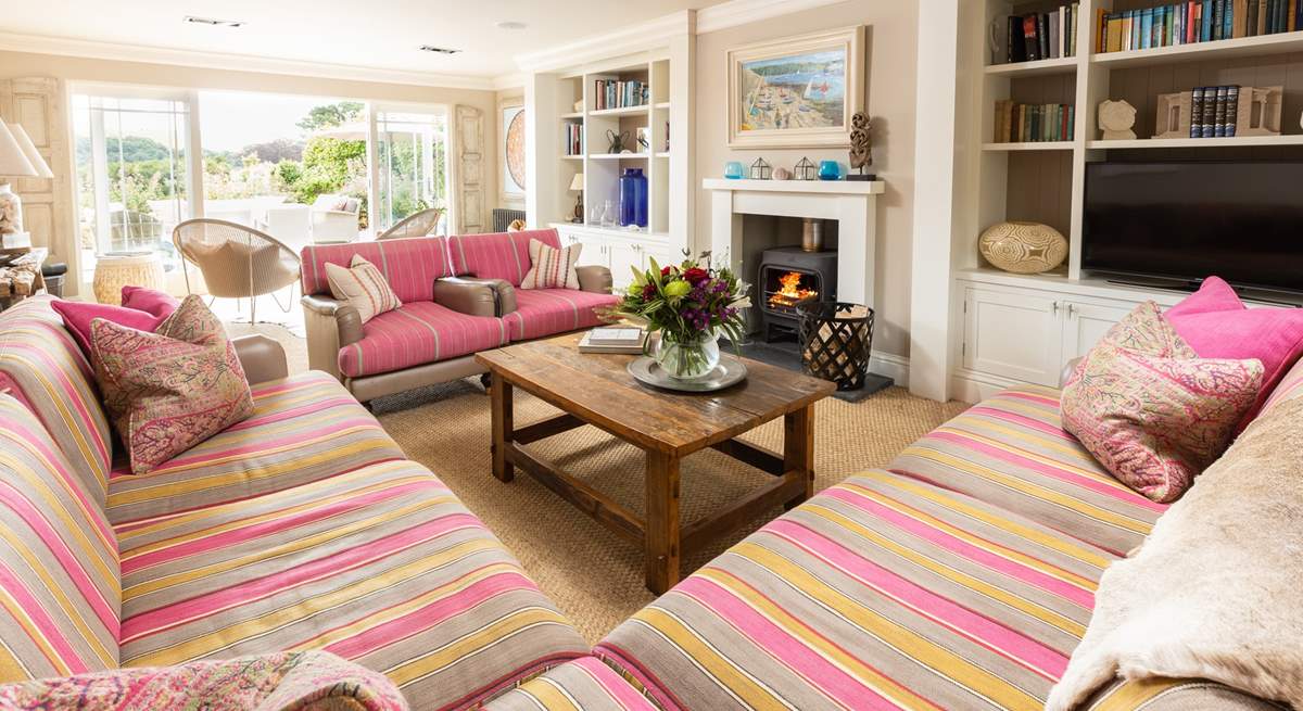 The gorgeous sitting-room with doors opening on to the terrace.