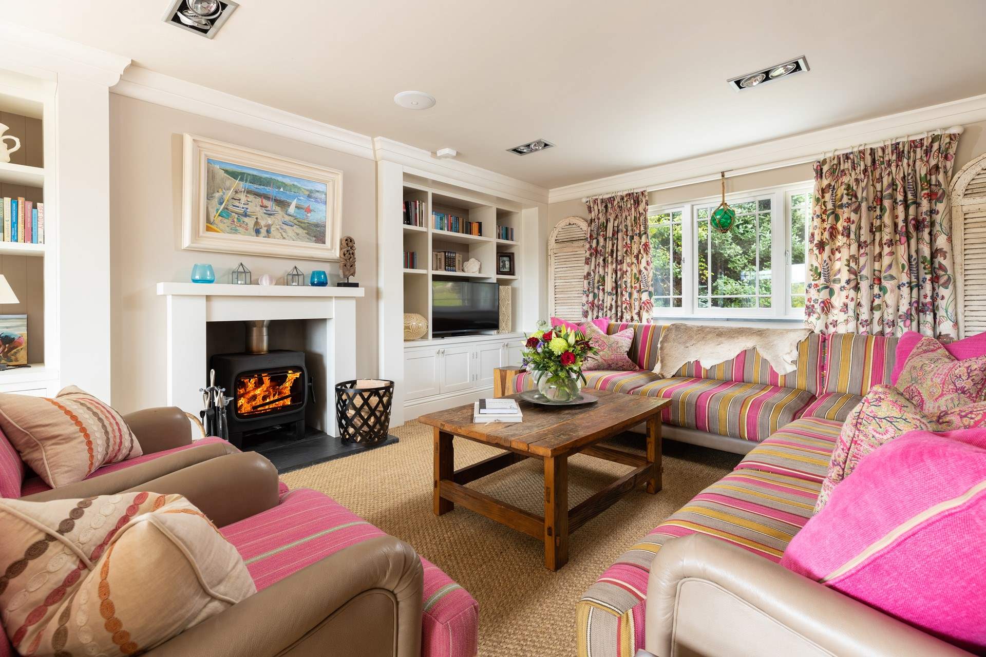 Cosy up around the wood-burner in winter.