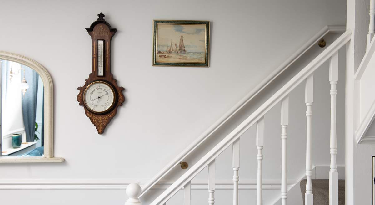 The stairs are turning and take you up to the first floor. 