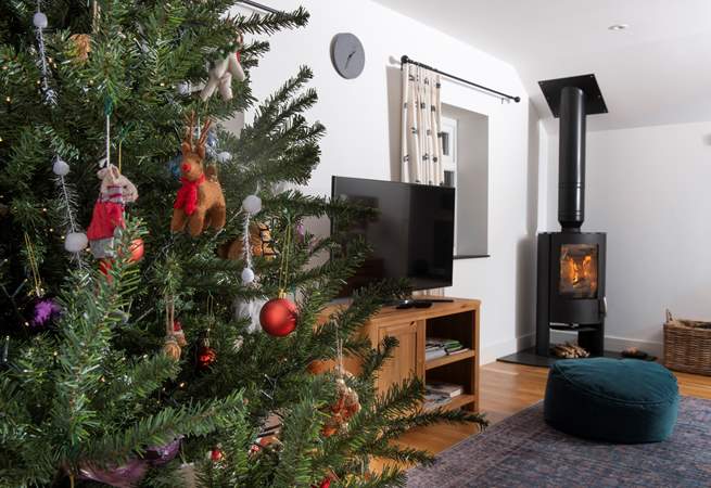 Imagine a cosy Christmas here in front of the warming wood-burner. 