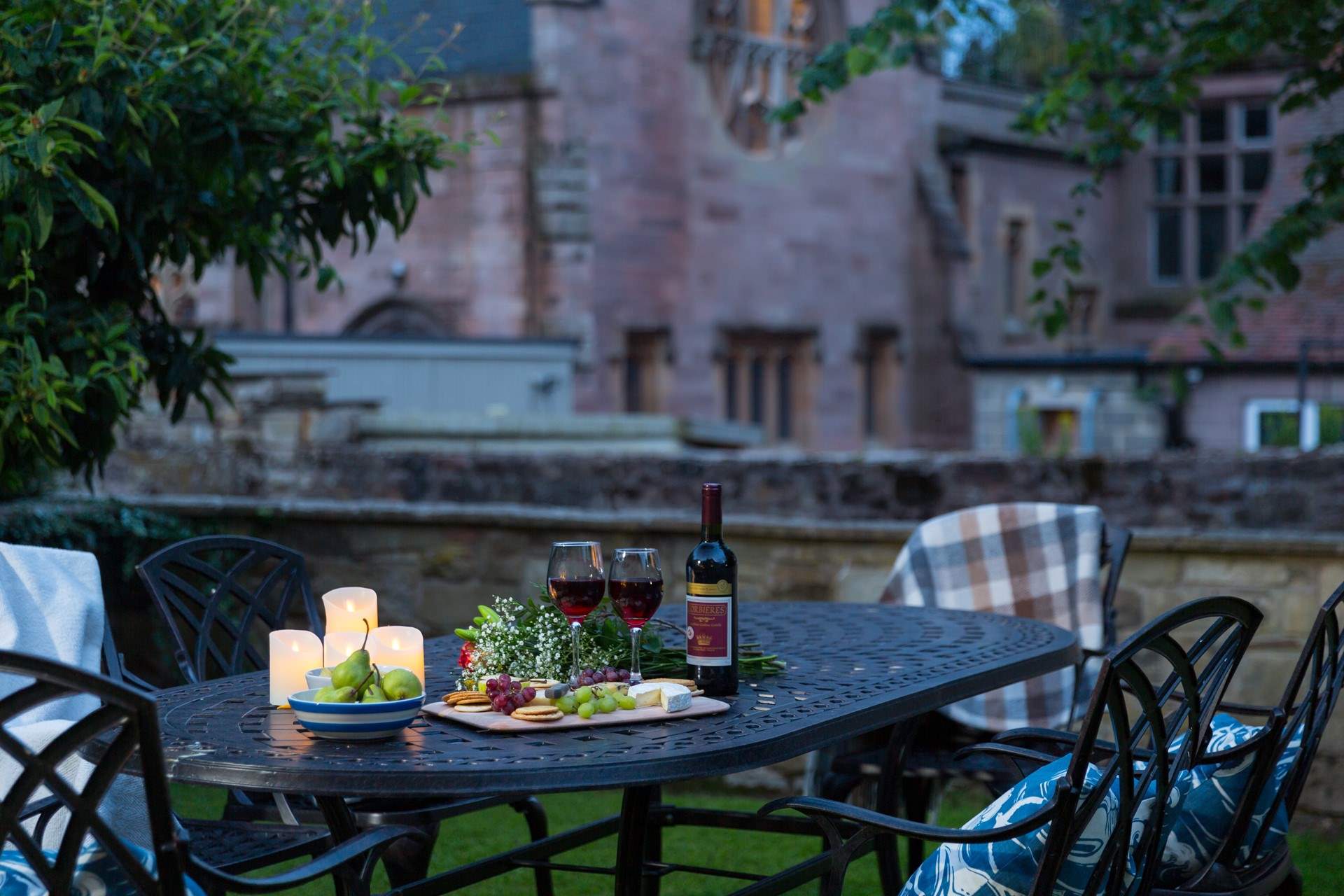 Watch dusk descend from the garden.