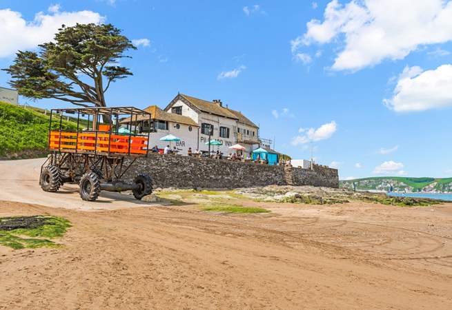 Cross your fingers that the tide is in, and you can venture over to Burgh Island via the sea tractor, which is a magical adventure in itself.