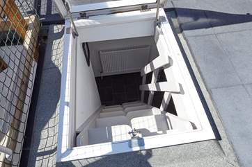 Access to the roof terrace via these ladder steps, please take care and children must always be accompanied.