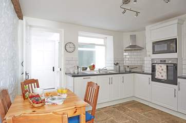 The kitchen space, well-equipped to take care of all your holiday meals.