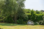 The large garden is an oasis of calm.