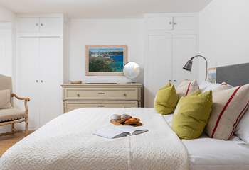 Gorgeous bedroom 1 has a super-king double bed for a restful night's sleep. 