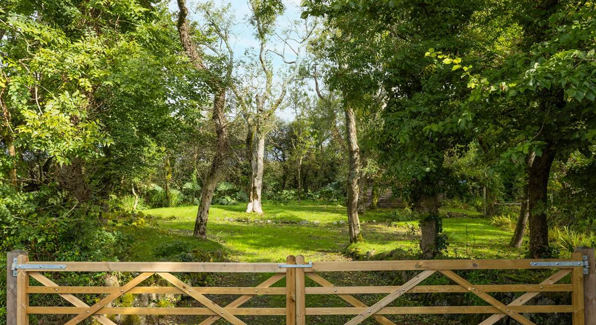 The gates to the parking area for Barn Cottage. 