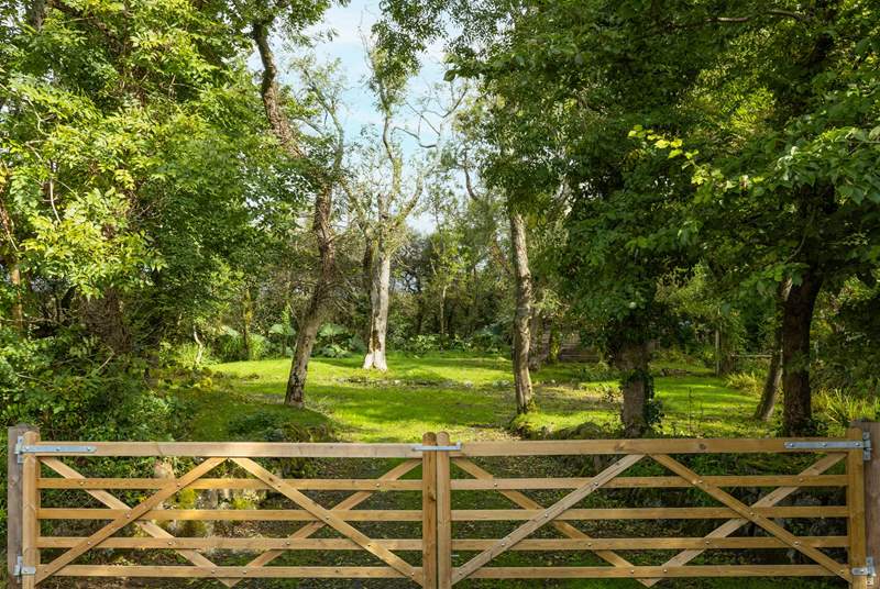 The gates to the parking area for Barn Cottage. 